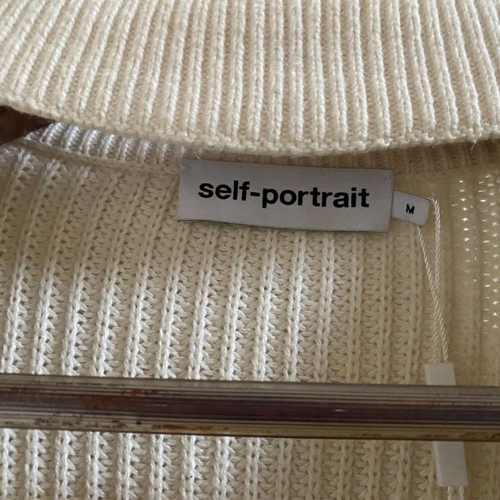 Self-Portrait Ivory Wool Blend Sweater  M New - Picture 8 of 10